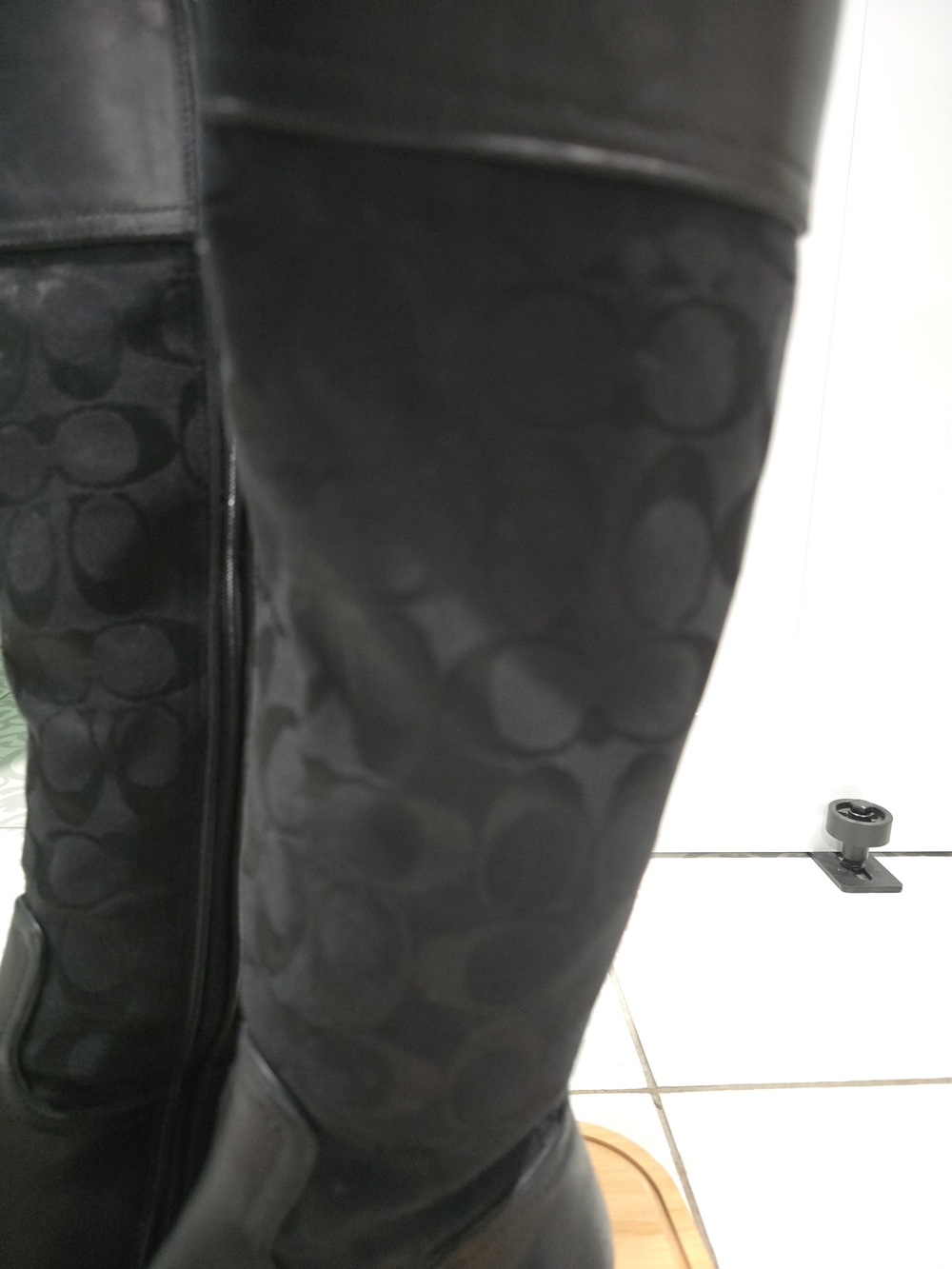 Coach Black Signature Jacquard Knee Boots - Picture 4 of 12